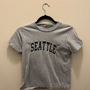 Brandy Melville Gray and Green Seattle Tee